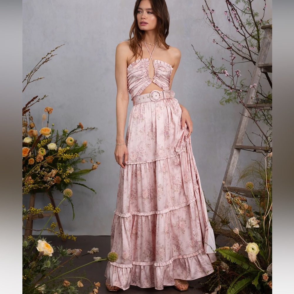 V. Chapman Dusty Pink Floral Maxi Dress